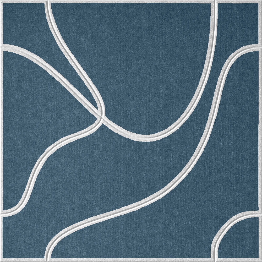 Slate Blue 18mm Layered Engraved Topo felt sample with white flowing topographic line grooves