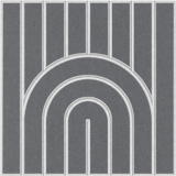 Dark grey felt wall tile featuring a geometric rainbow pattern