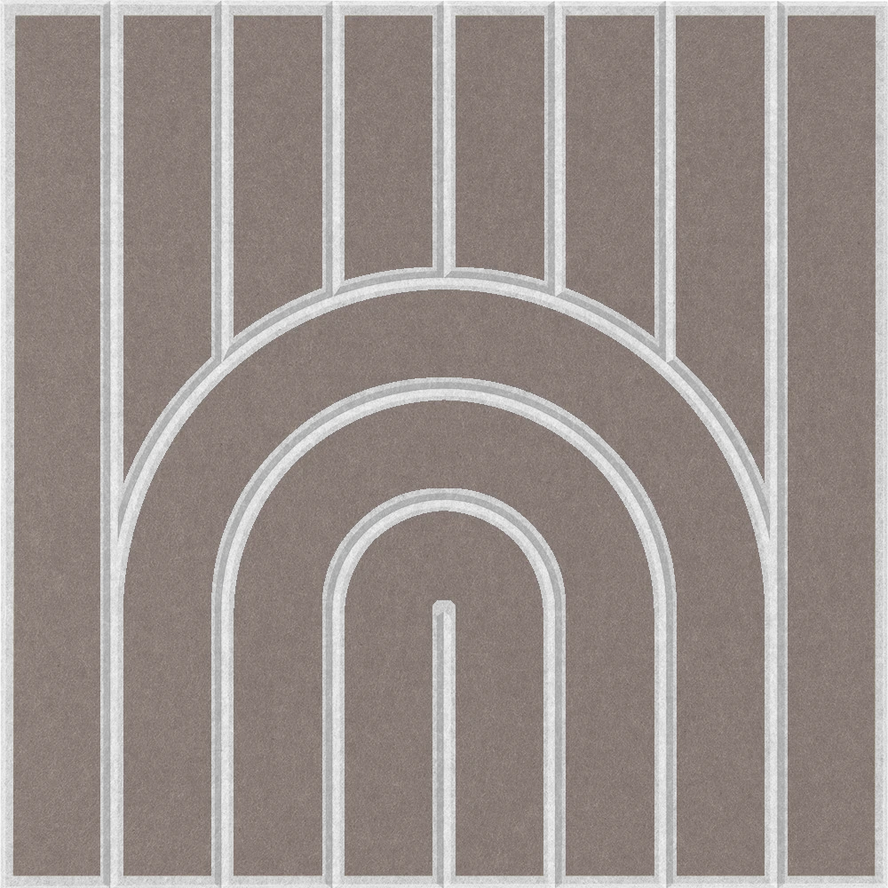 Gray sound absorbing felt tile with a modern arched pattern