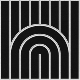 Black sound absorbing felt tile with a modern arched pattern