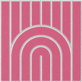 Decorative sound absorbing felt tile with pink rainbow arch design