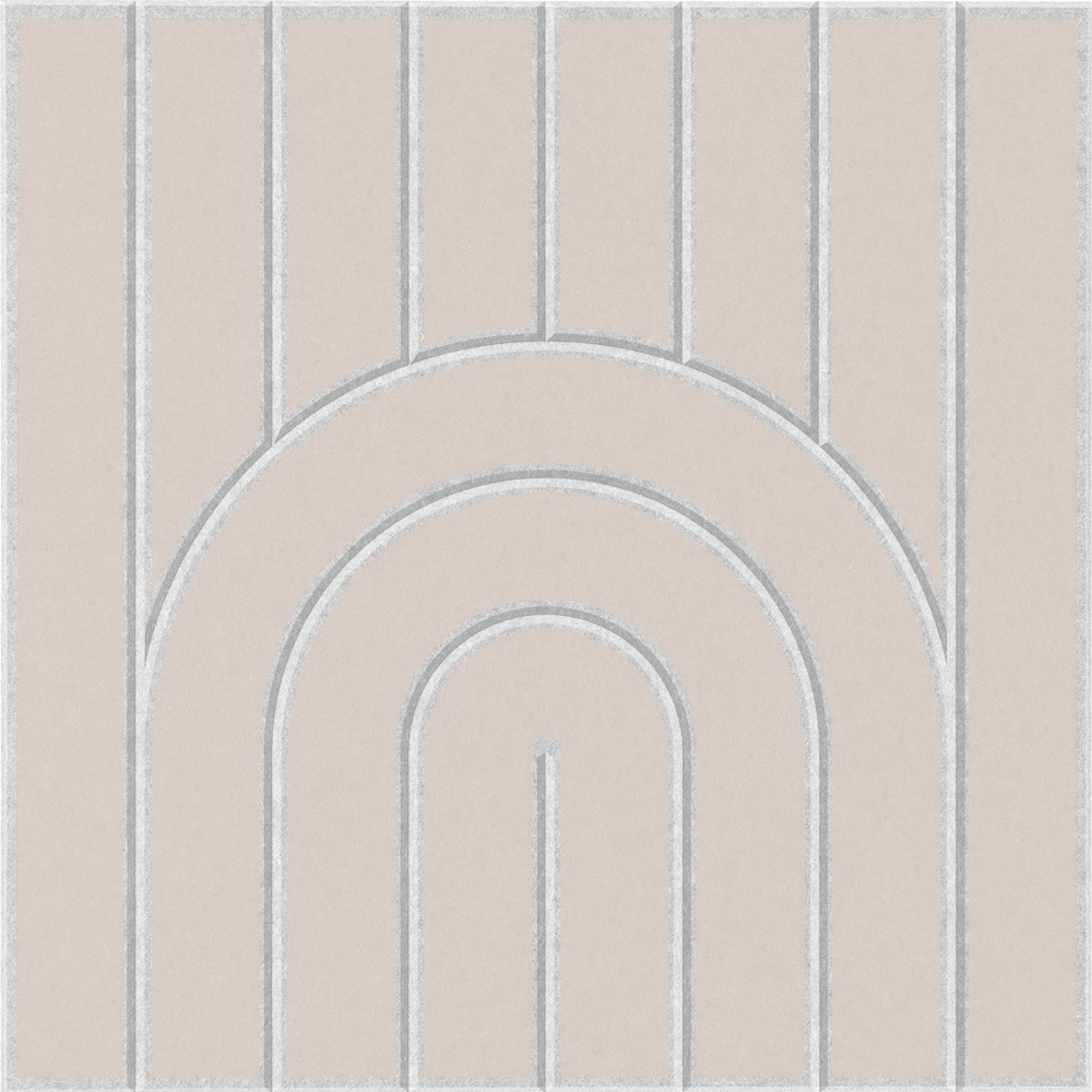Decorative cream acoustic felt tile with layered arch design 