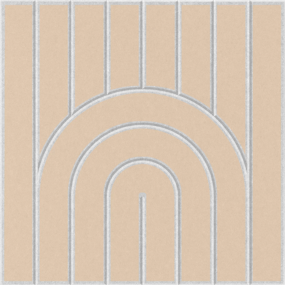Modern cream acoustic felt tile with repeating arches and vertical lines