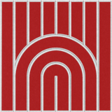 Decorative red acoustic felt tile with layered arch design