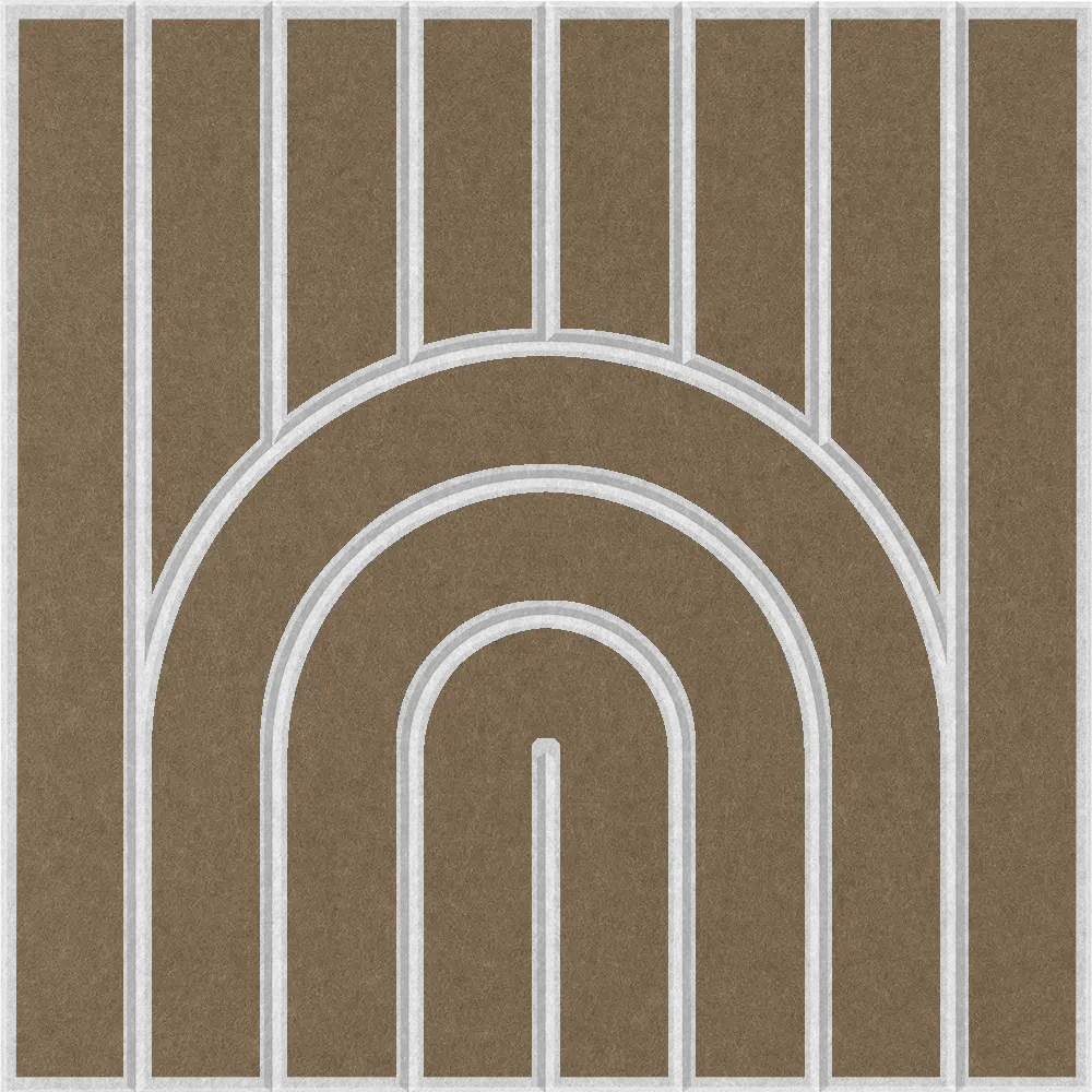 Brown sound absorbing felt tile with modern arched pattern