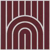Burgundy acoustic felt wall tile featuring a geometric arch design