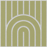 Light green felt acoustic wall tile featuring a geometric rainbow pattern