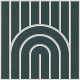 Modern blue-green felt wall tile with repeating arches and vertical lines