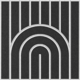 Decorative dark grey acoustic felt tile with a layered arch design 
