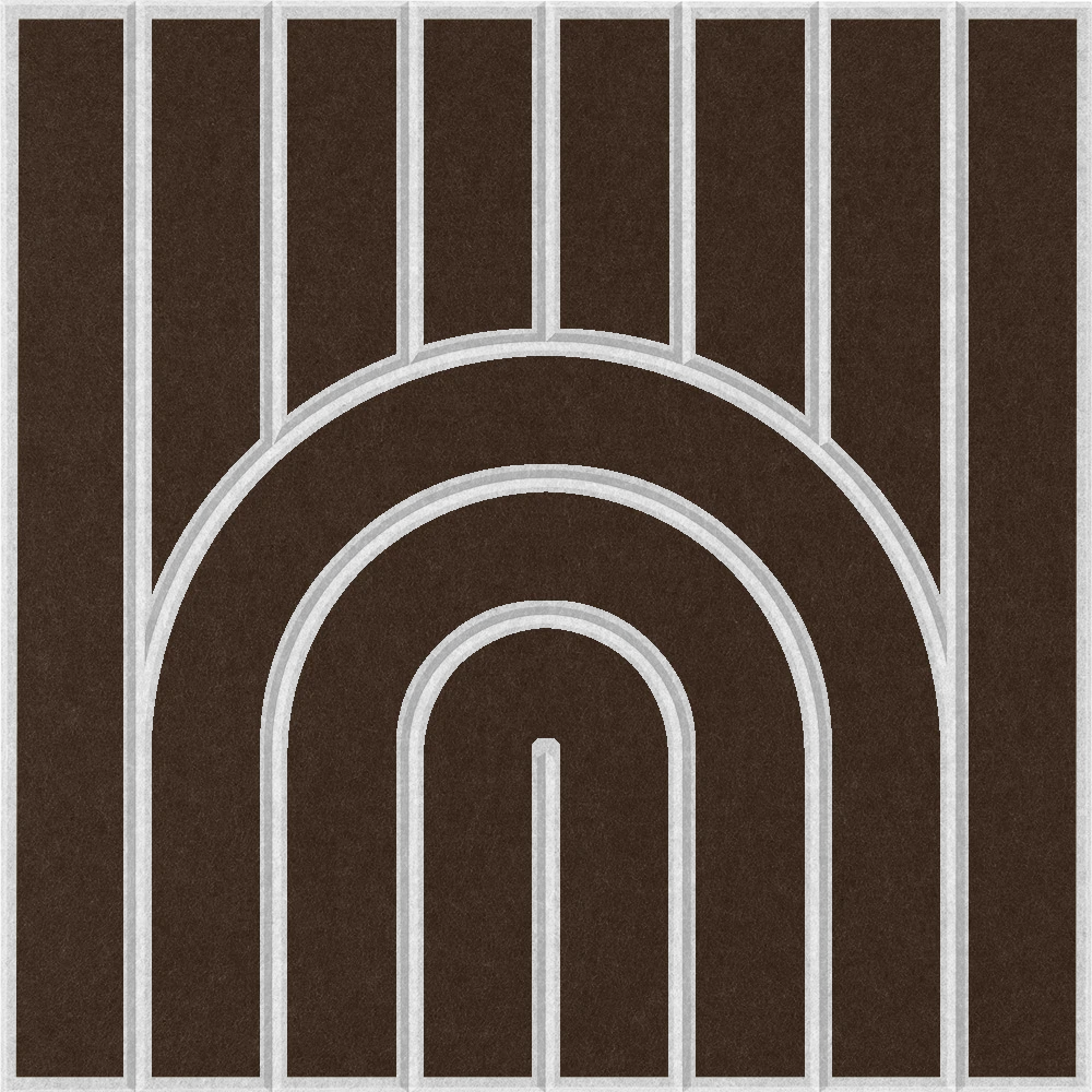 Decorative brown acoustic felt tile with layered arch design