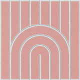Light pink acoustic felt tile with a modern rainbow arch design