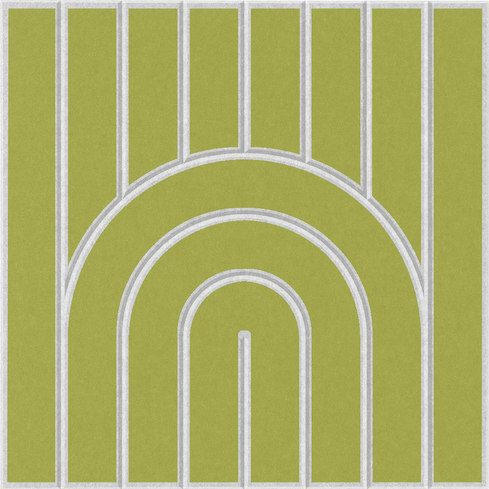 Decorative bright green acoustic felt tile with a layered arch design