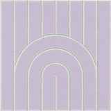 Geometric light purple acoustic wall tile featuring a rounded rainbow design