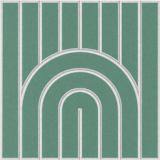 Soft green acoustic wall panel with a minimalist geometric arch pattern