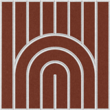 Modern dark orange felt wall tile with repeating arches and vertical lines