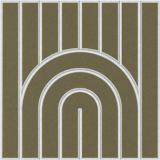 Green felt acoustic wall tile featuring a geometric rainbow pattern