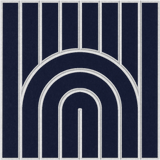 Decorative sound absorbing felt tile with dark blue rainbow arch design 