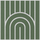 Decorative sound absorbing felt tile with green rainbow arch design