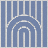 Blue-purple decorative acoustic felt tile with layered arch design 