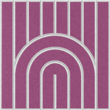 Modern purple  acoustic felt wall tile with repeating arches and vertical line