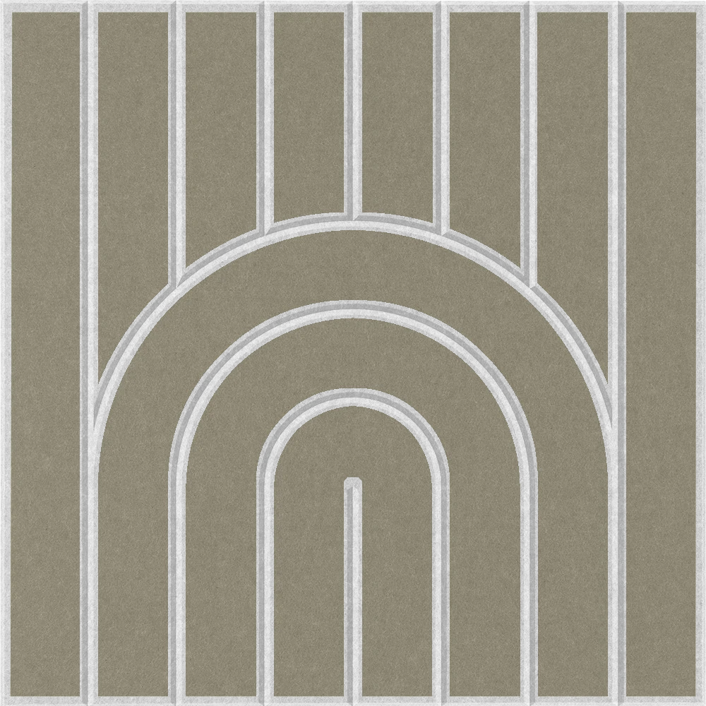 Shade of green acoustic felt tile with a modern rainbow arch design