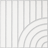 Decorative white felt wall tile featuring linear and curved geometric shapes