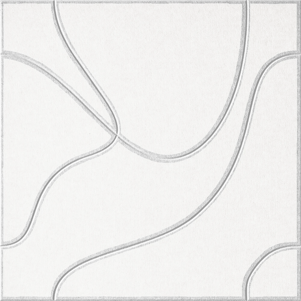 Zinc 18mm Layered Engraved Topo felt sample with white flowing topographic line grooves