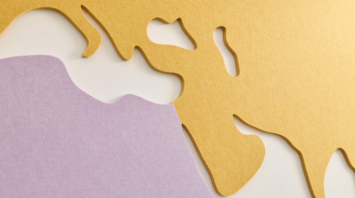 Close up of felt wall map