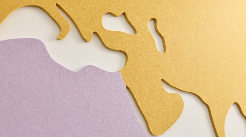 Close up of felt wall map