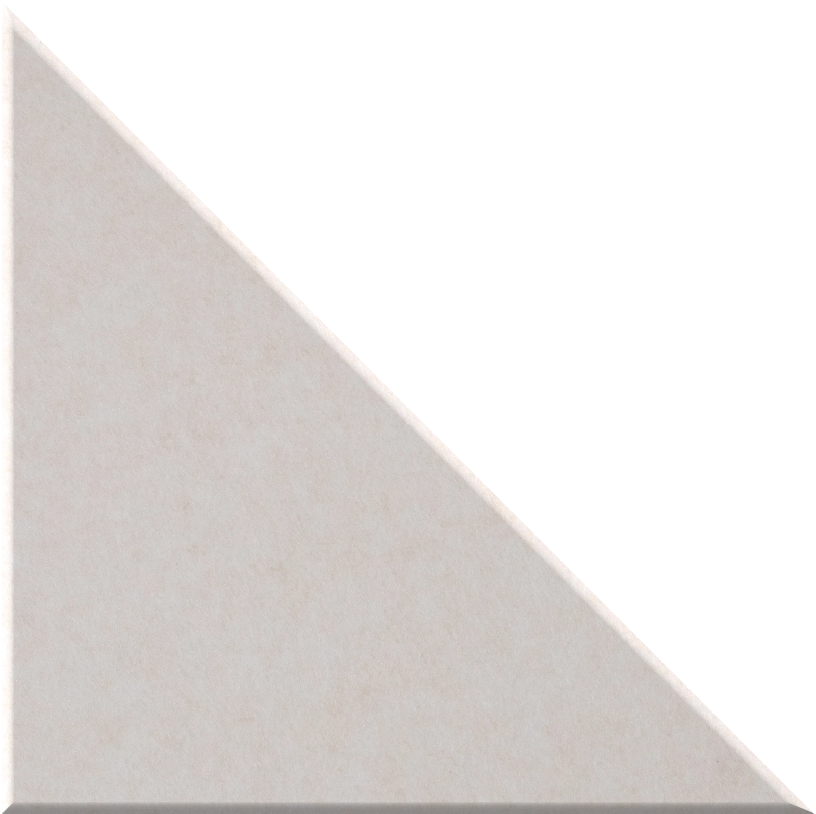 Light gray right-angled triangular tile with beveled edges.