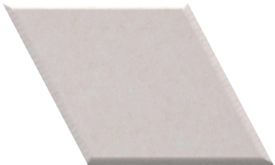 Light gray diamond-shaped tile with beveled edges, angled view.
