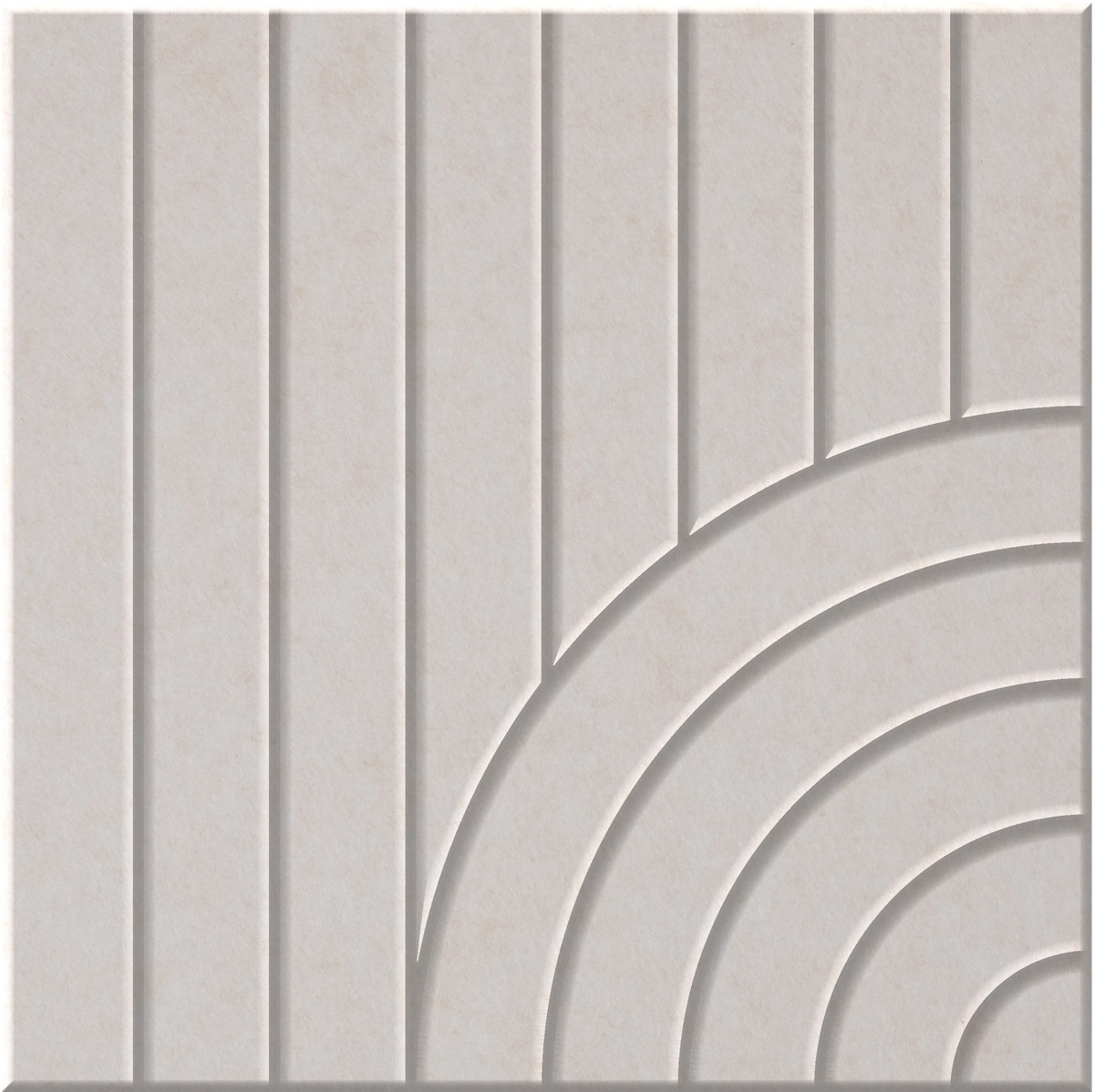 Latte 9mm Engraved Tangent felt sample with concentric quarter circle grooves