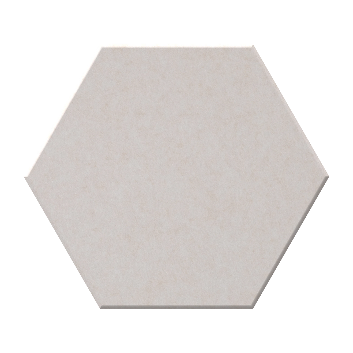 A single hexagonal tile with a matte, textured surface in a muted light blue-gray color, shown against a plain white background.