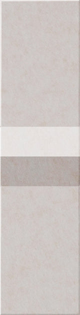 Four individual tiles in beige, white, and gray tones with textured surfaces.