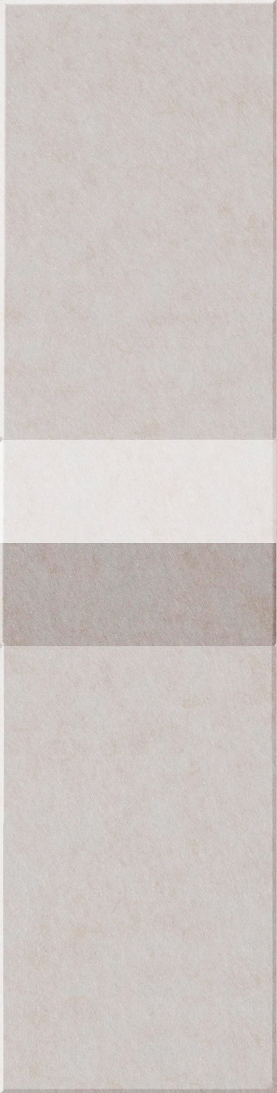 Four individual tiles in beige, white, and gray tones with textured surfaces.