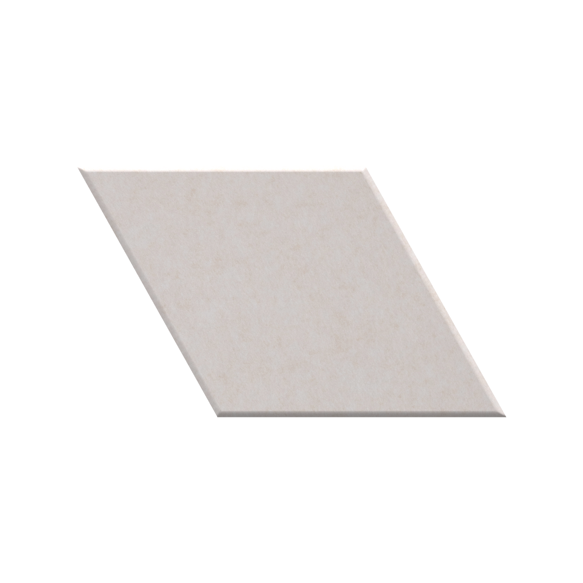 A single square ceramic tile with a matte, light beige finish, shown from an angled perspective on a solid white background.