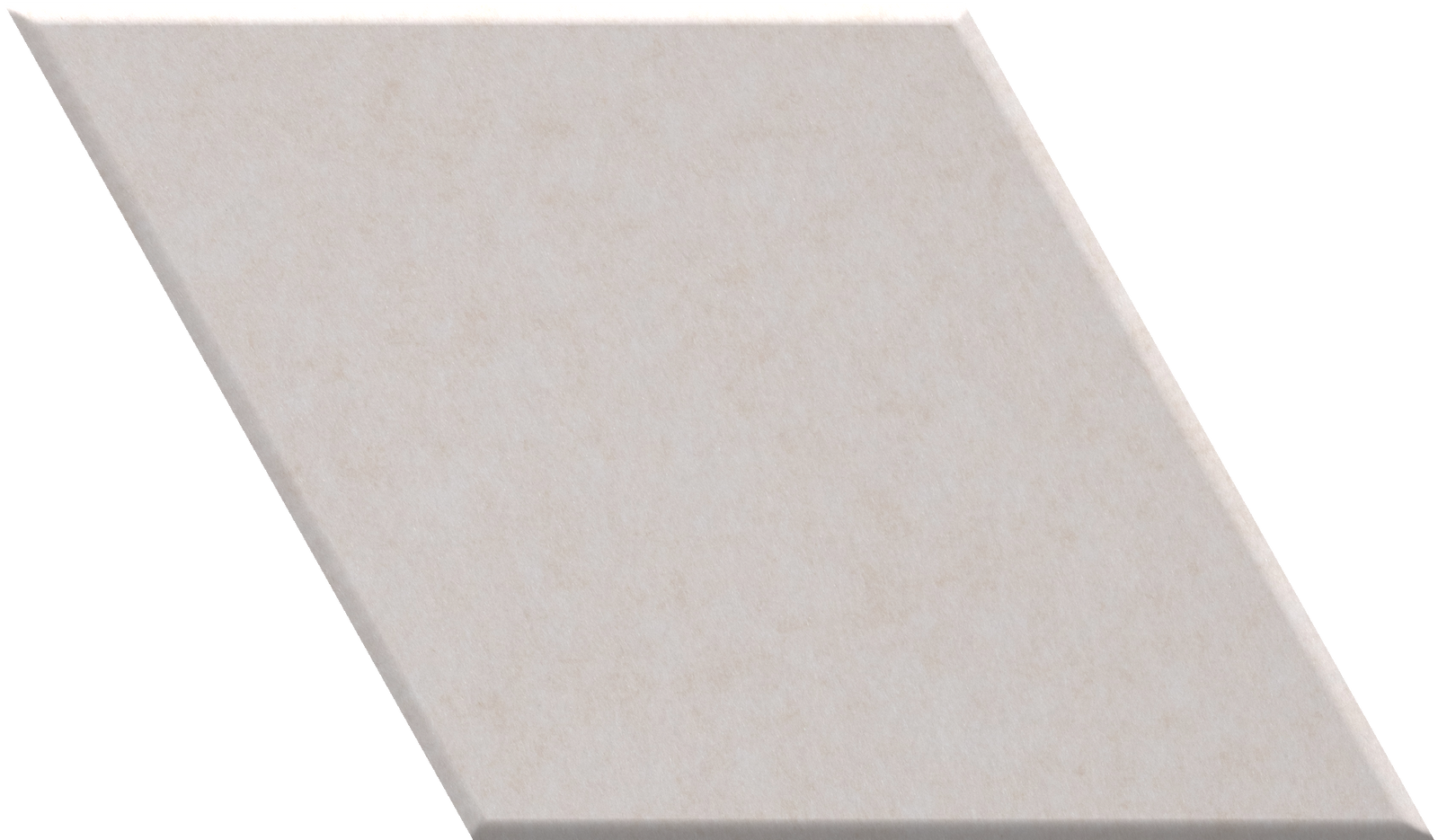 Cream-colored diamond-shaped tile with a matte finish displayed at an angle.