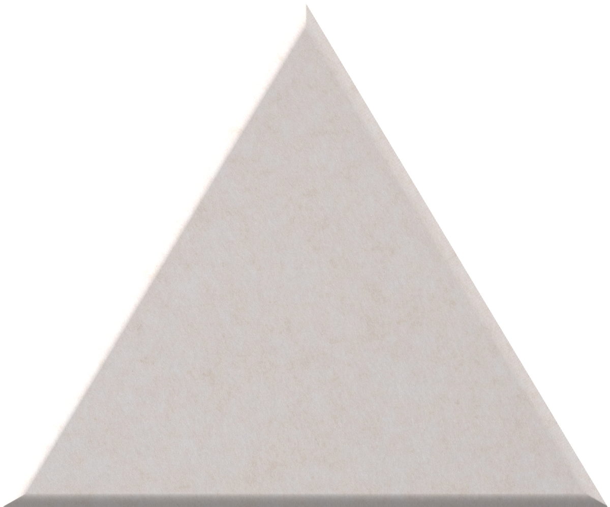Light gray triangular tile with textured surface and raised edges.