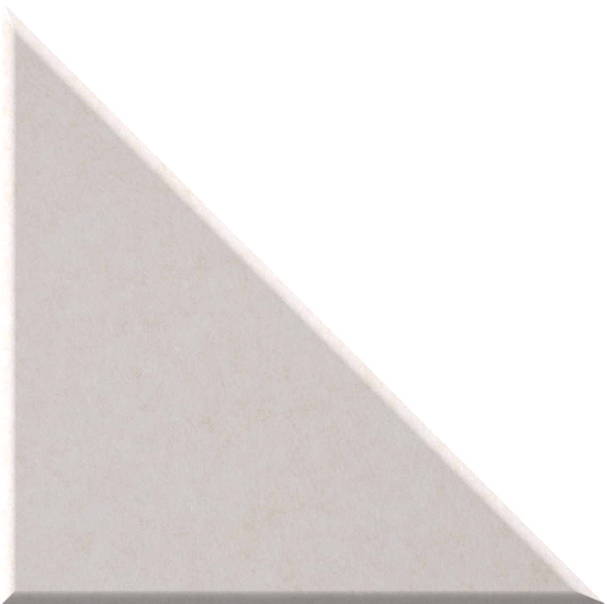 White right-angled triangle tile with beveled edges.