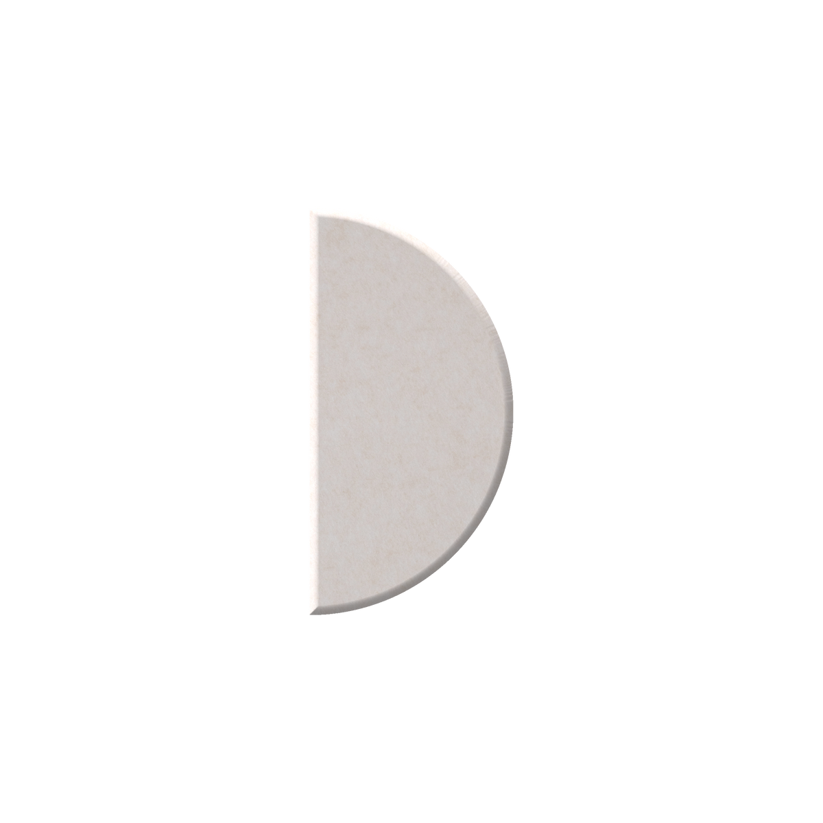 A minimalist, semi-circular or D-shaped wall tile in a light warm gray or beige stone finish, shown against a solid white background.