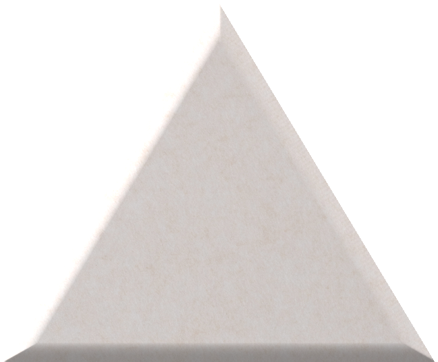 Light gray triangular tile with matte finish and three-dimensional depth.