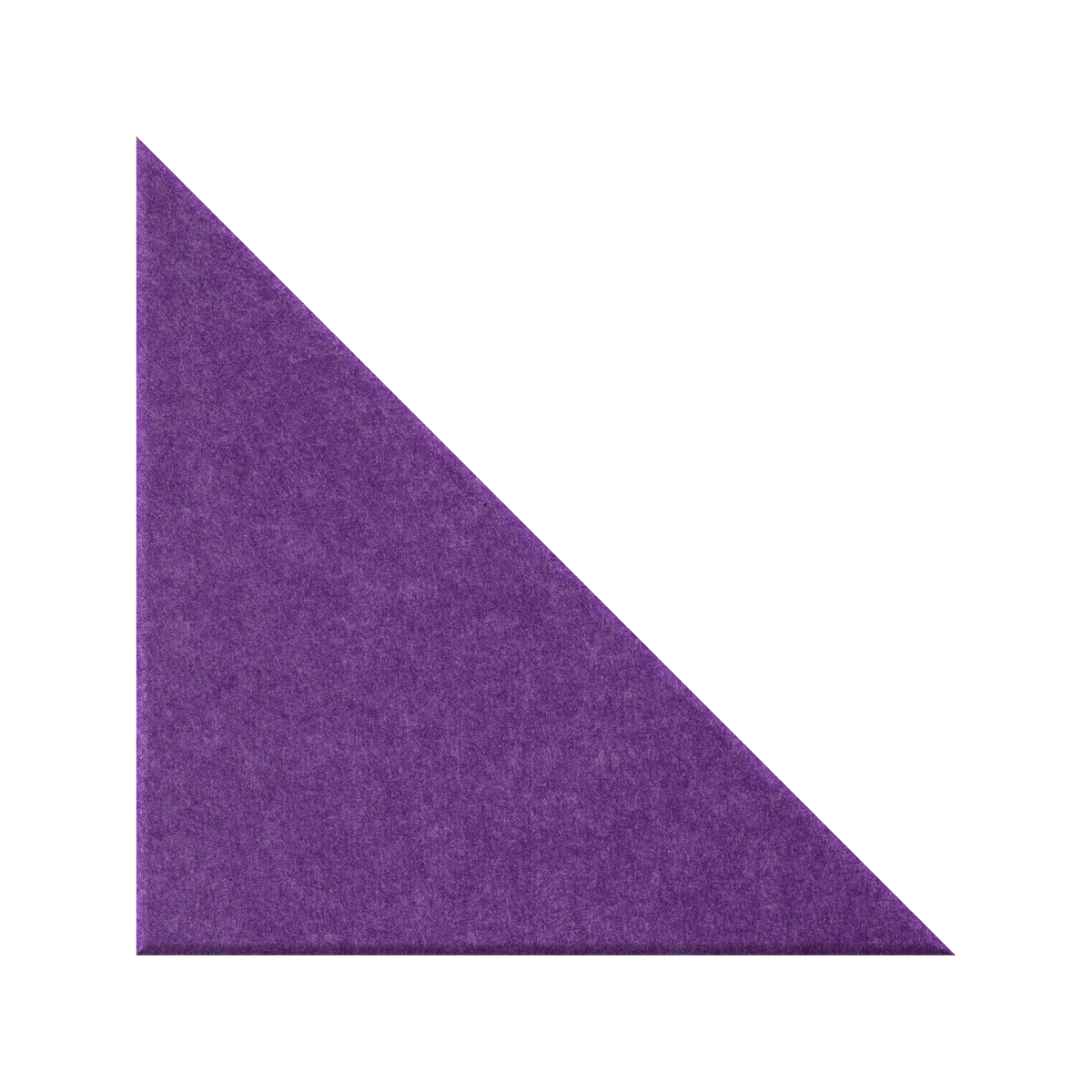 A purple textured triangular wedge, resembling a felt or fabric cutout, shown on a solid white background.
