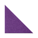 A purple textured triangular wedge, resembling a felt or fabric cutout, shown on a solid white background.