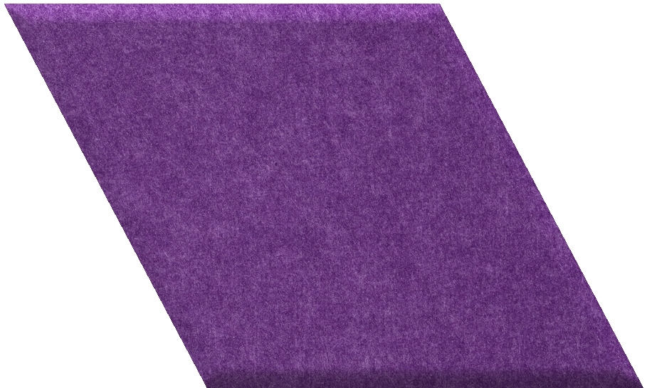 Purple diamond-shaped tile with textured surface and angled edges.
