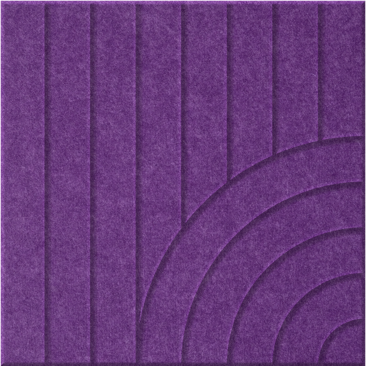 Lavender 9mm Engraved Tangent felt sample with concentric quarter circle grooves