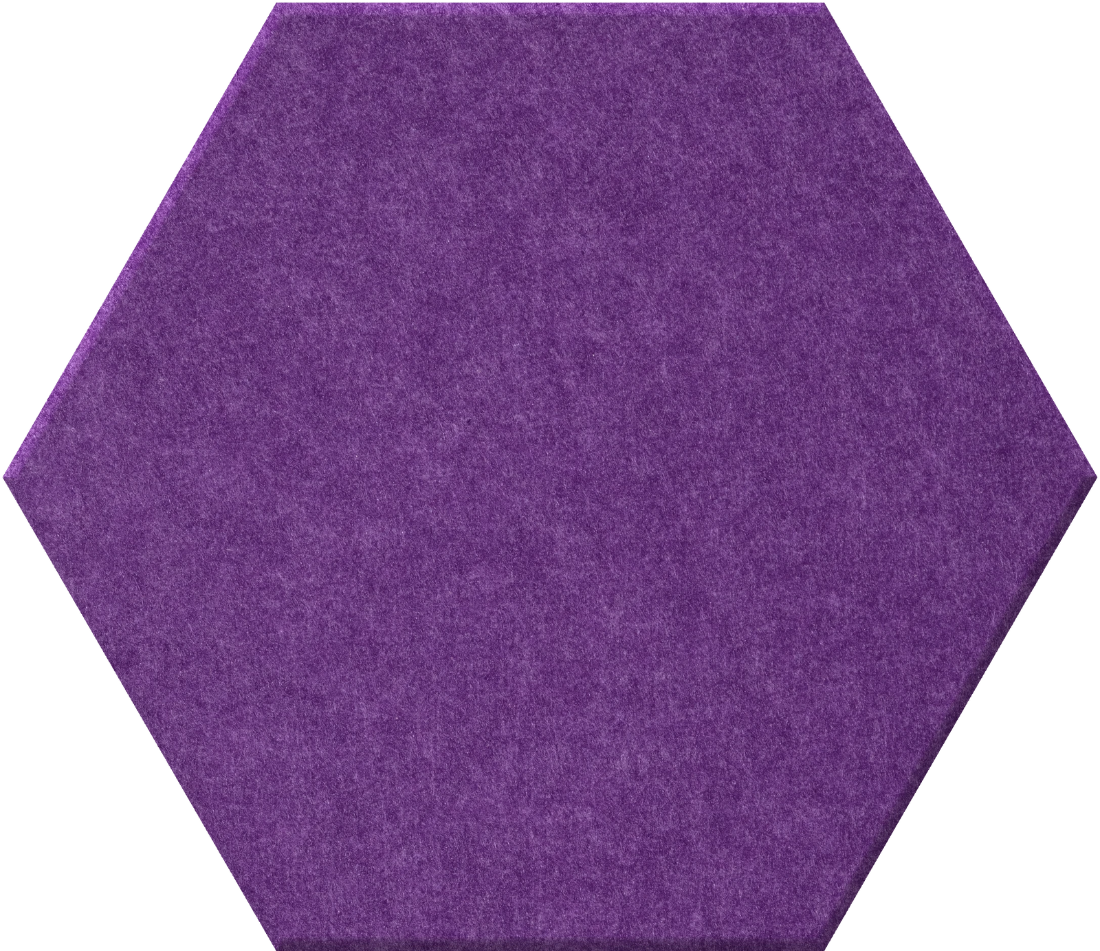 Purple hexagonal tile with textured surface against white background.