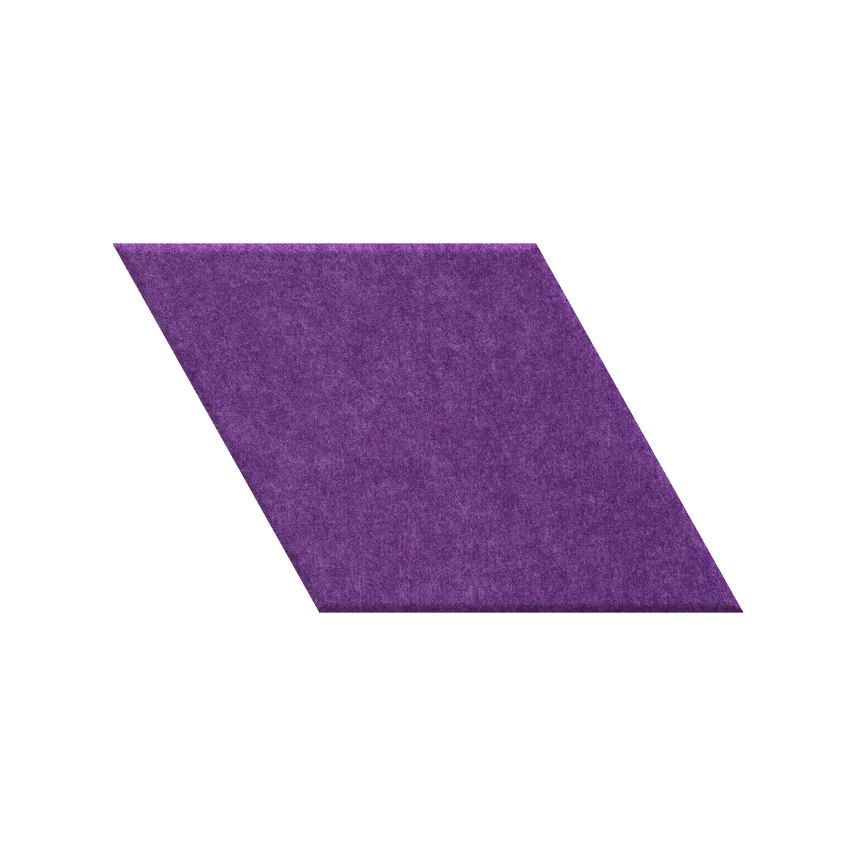 A purple textured fabric or felt parallelogram swatch on a solid white background.