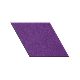 A purple textured fabric or felt parallelogram swatch on a solid white background.