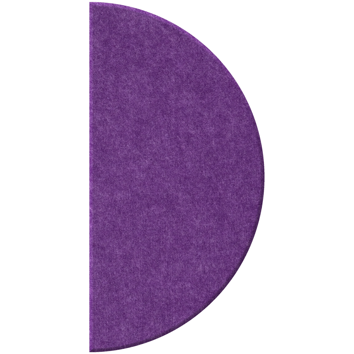 A purple semi-circular felt or fabric panel with a textured surface, shown against a plain white background.