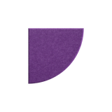 A purple felt or fabric swatch shaped like a quarter circle, shown on a plain white background.